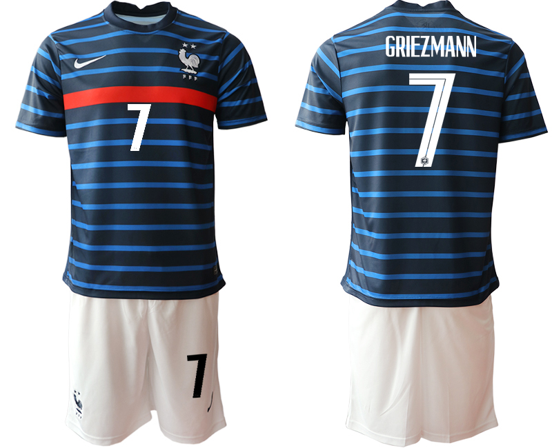 Men 2021 France home #7 soccer jerseys